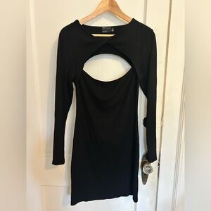 ASOS DESIGN CURVE twist front ribbed mini dress in black size 12